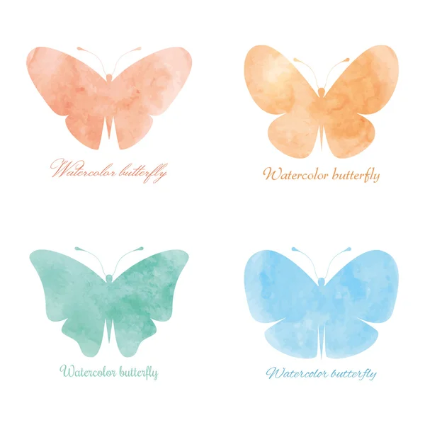 Färgstark akvarell fjärilar. — Stock vektor
