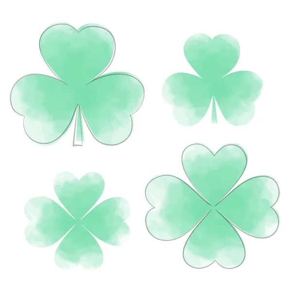 Clover watercolor leaves — Stock Vector