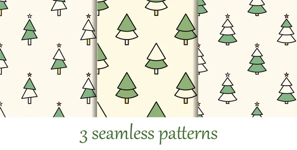 Christmas trees seamless patterns. — Stock Vector