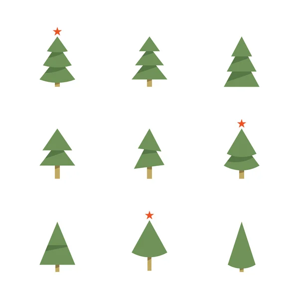 Arbres de Noël icônes ensemble . — Image vectorielle