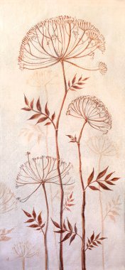 Şemsiye şekilli çiçek, meleksi grafikler, botanik, el yapımı çizim, illüstrasyon