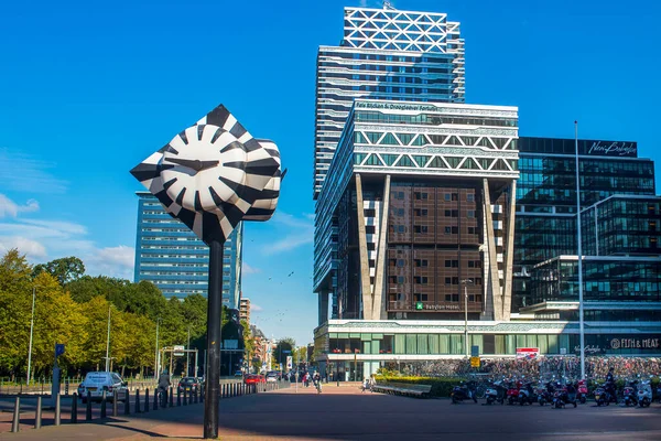 Hague Netherlands September 2015 Famous Clock Babylon Complex Central Railway — Stock Photo, Image