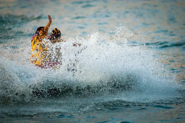 August 2008 Belgrad Serbien Bootskarneval Jetski Wettbewerb Bei Sonnenuntergang Auf — Stockfoto