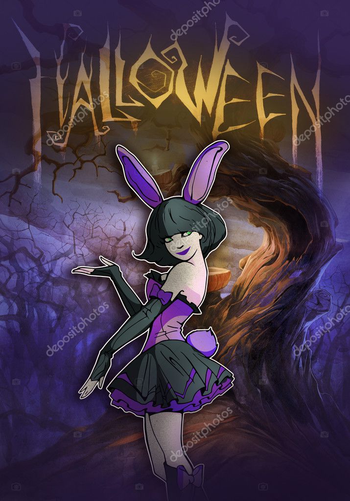 Gothic girl in rabbit costume — Stock Photo © A_Petruk #71070079
