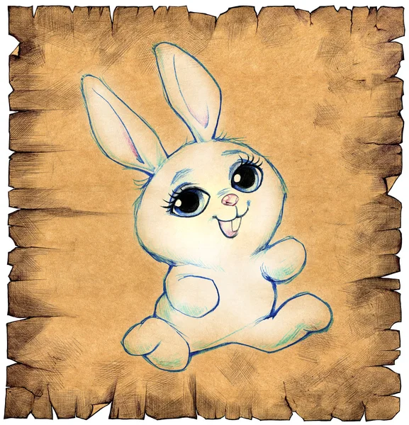 Paper scroll with cute cartoon rabbit