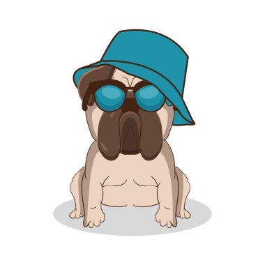 sevimli küçük pug vektör illüstrasyonu