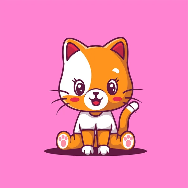 Happy Cute Kočka Kreslený Vektor Ilustrace — Stockový vektor