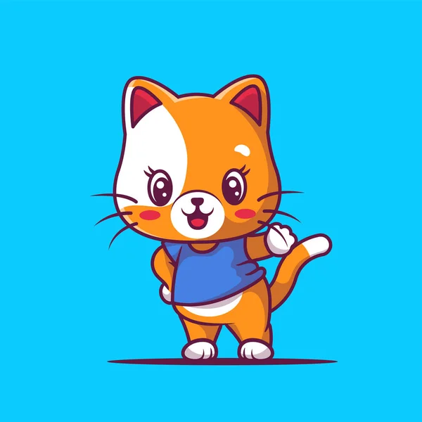Roztomilý Kočka Kreslený Vektor Ilustrace — Stockový vektor