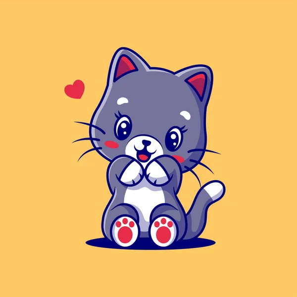 Милый Икона Кошки Мультфильм Дизайн Талисмана — стоковый вектор