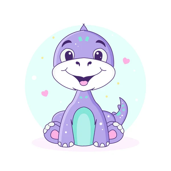 Lindo Pequeño Dino Vector Ilustración — Vector de stock