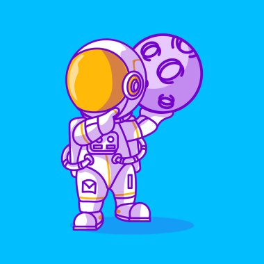 Ay ikonu resimli sevimli astronot