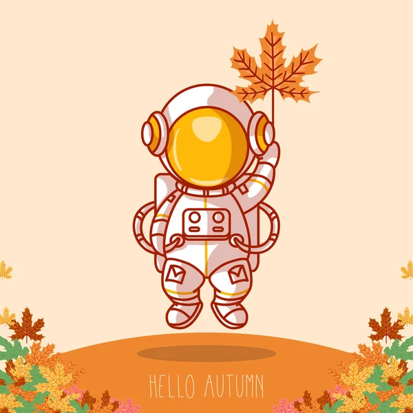 Astronauta Dibujado Mano Con Otoño — Archivo Imágenes Vectoriales