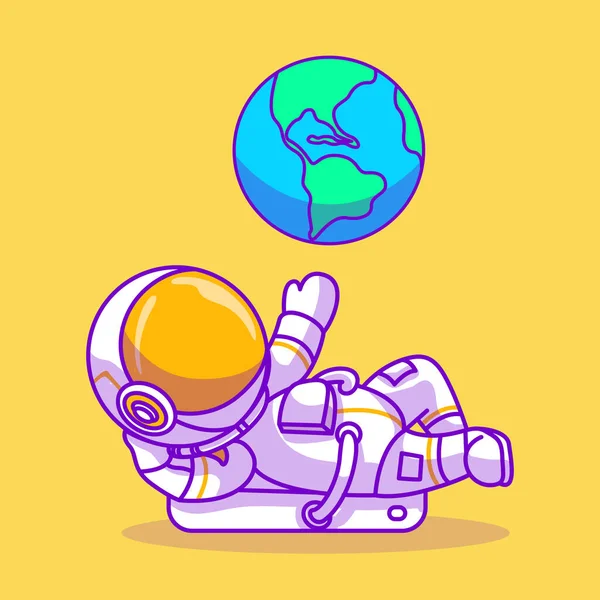 Roztomilý Astronaut Vektorovou Ilustrací Země Stock Ilustrace