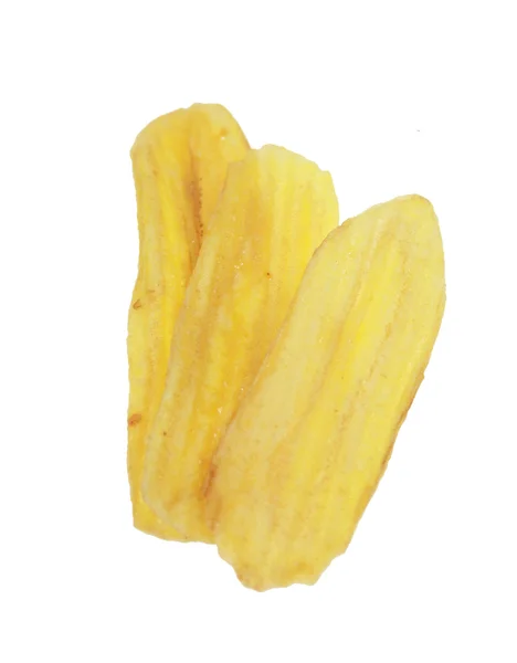 Bananchips på vit bakgrund — Stockfoto