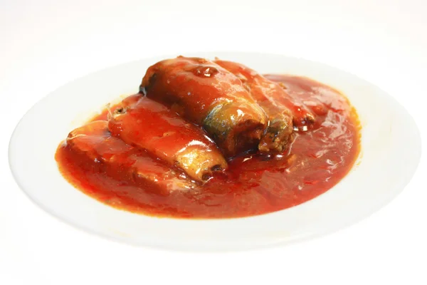 Sardin fish in tomato sauce — Stock Photo, Image