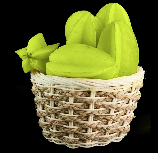 Fruit carambola in the Wicker baskets — Stock Photo, Image