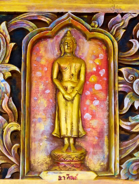 Wazig beeld van de Bhudha in Thaise tempel — Stockfoto