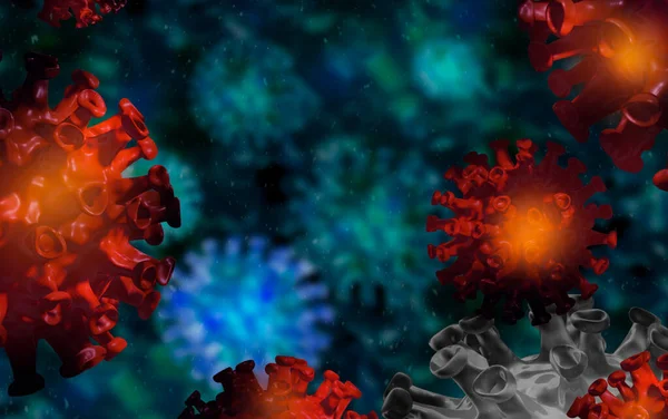 Covid Corona Virüsü Grip Virüsü Mikroskop Altında Bakteri Hücresi Enfeksiyonu — Stok fotoğraf