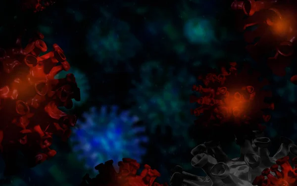 COVID-19, Corona virus, Flu virus, Bacteria cell infect concept under microscope. 3d render, Illustration of corona virus