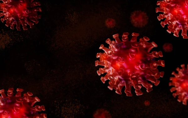 Covid コロナウイルス インフルエンザウイルス 細菌細胞は顕微鏡下で概念に感染する 3Dレンダリング コロナウイルスのイラスト — ストック写真