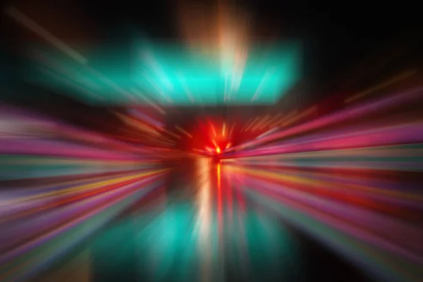 Blurred Car Light Reflexion Road Wet Night City Speed Light — Photo