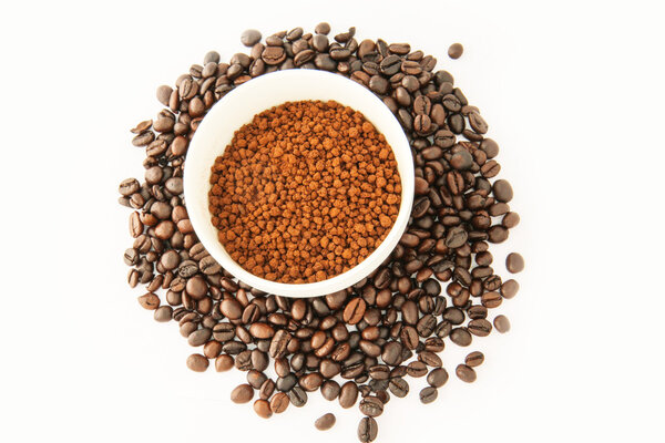 Good coffee bean on white background