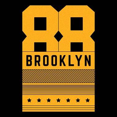 Brooklyn temasının vektör retro illüstrasyonu. Şehir. Modern. Klasik grunge turuncu tipografi, tişört grafikleri, poster, baskı..