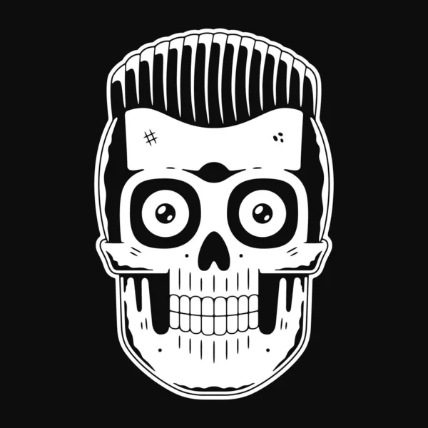Crânio engraçado. Logotipo moderno. Esqueleto. Penteado legal. — Vetor de Stock