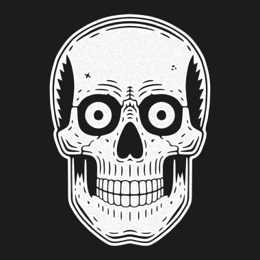 Komik kafatası. Modern logo. Retro kafatası ahbap.