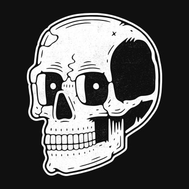 Komik kafatası. Modern logo. Retro kafatası ahbap.