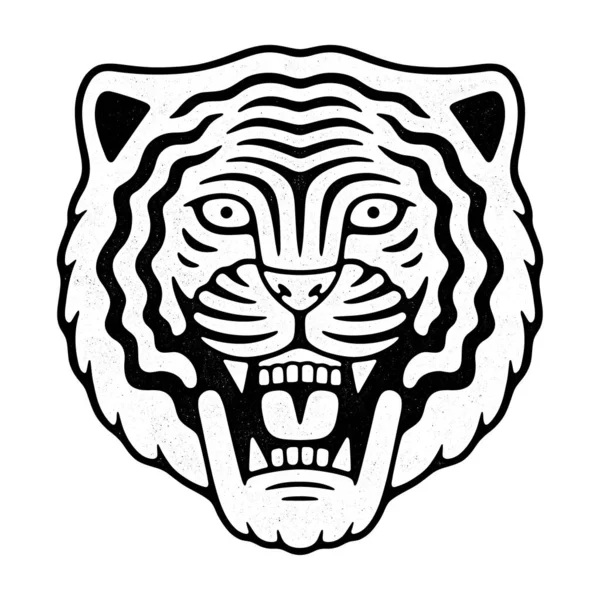 Cabeça de tigre zangada. Logotipo retro mascote. — Vetor de Stock