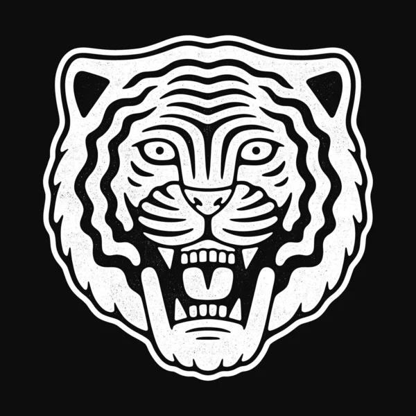Cabeça de tigre zangada. Logotipo retro mascote. — Vetor de Stock
