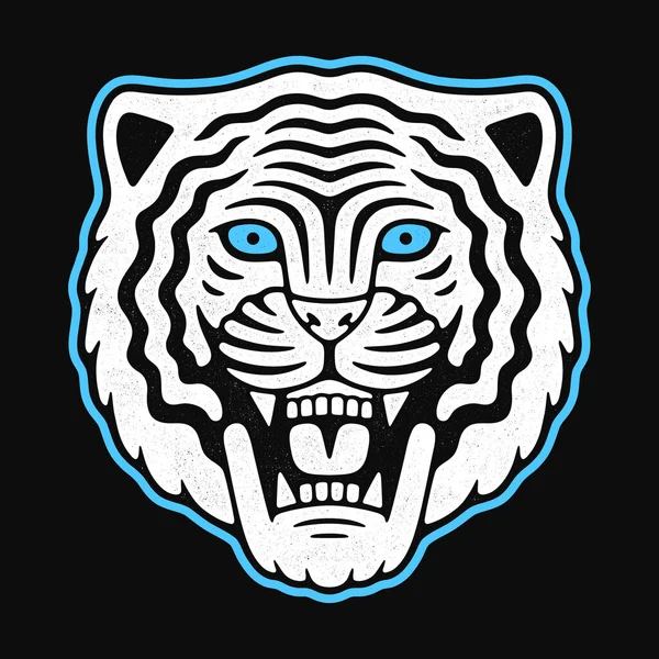 Cabeça de tigre zangada. Logotipo retro mascote. — Vetor de Stock