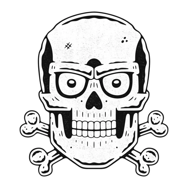 Lustiger Totenkopf. Modernes Logo Retro Totenkopf Kerl. — Stockvektor