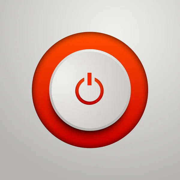 Botón de encendido rojo . — Vector de stock