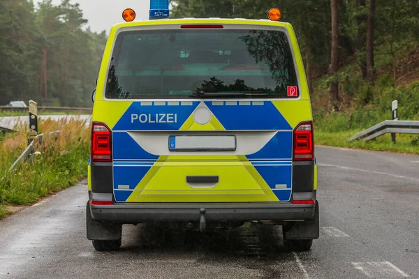 Police Car Rear View Radio Patrol Car Brandenburg Motorway Vehicle — Stock Photo, Image