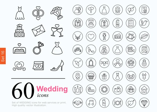 60 ícones de casamento —  Vetores de Stock