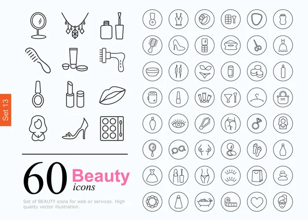 60 beauty icons — Stock Vector