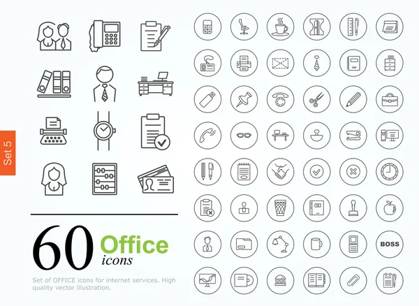 60 office-ikoner — Stock vektor