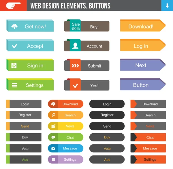 Set van platte knoppen — Stockvector