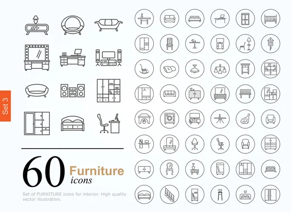 60 furniture icons — Stock Illustration 60 furniture icons Vector Graphics