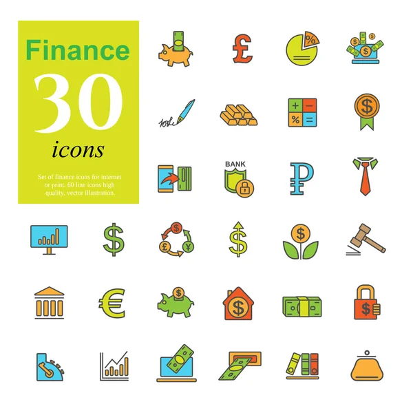 Icone della finanza a colori — Vettoriale Stock