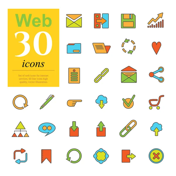 30 ícones de cor web —  Vetores de Stock