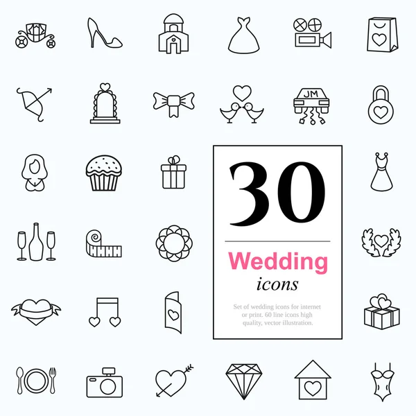 30 iconos de boda — Vector de stock