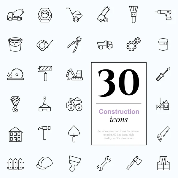 30 construction icons — Stock Vector