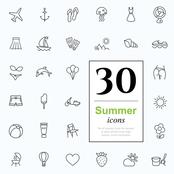 30 summer icons — Stock Vector