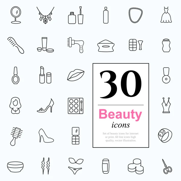 30 beauty icons — Stock Vector