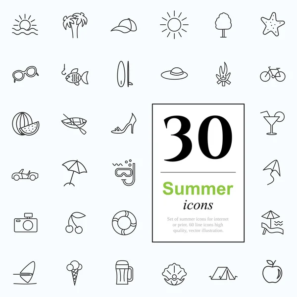 30 icônes d'été — Image vectorielle