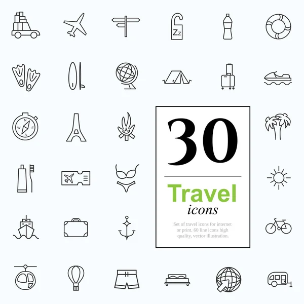 30 icone di viaggio — Vettoriale Stock