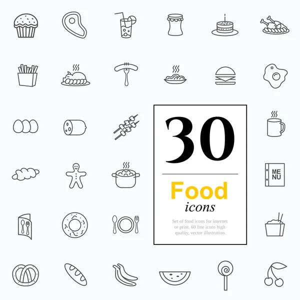 30 iconos de alimentos — Archivo Imágenes Vectoriales